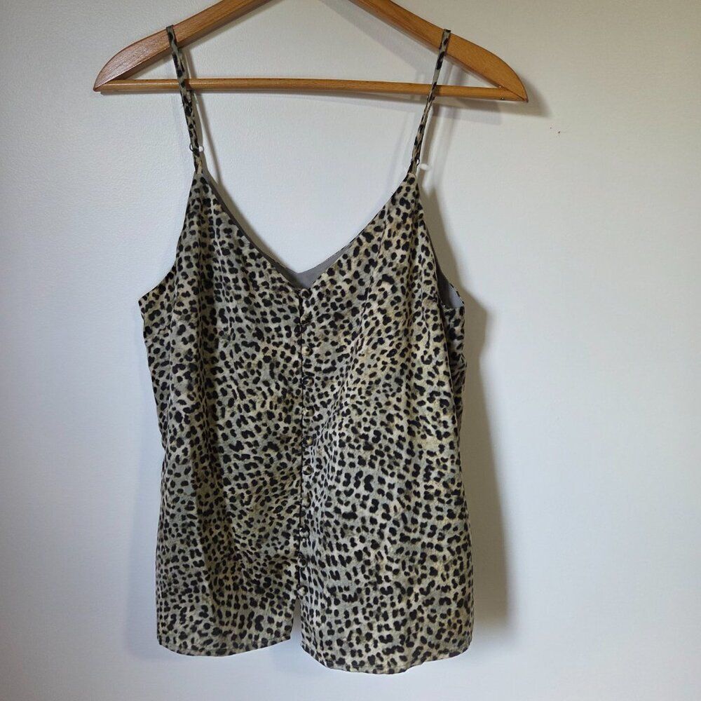 EUC CUPCAKES AND CASHMERE ANIMAL PRINT BUTTONED V NECK TANK TOP SIZE M